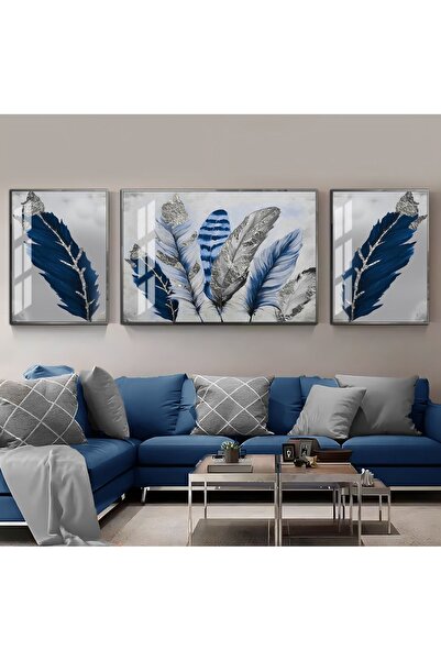 Harikabirev HARİKABİREV|LACİVERT-GÜMÜŞ ÖZEL TÜY KOMBİNİ|ÇERÇEVELİ TEMPERLİ CA...