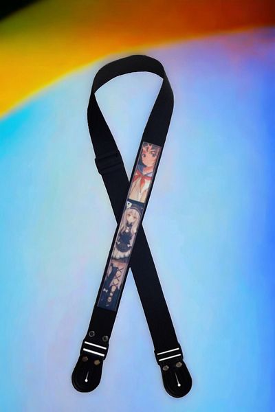 cantekin Anime Pattern Leather Ukulele Guitar Strap - Adjustable Height