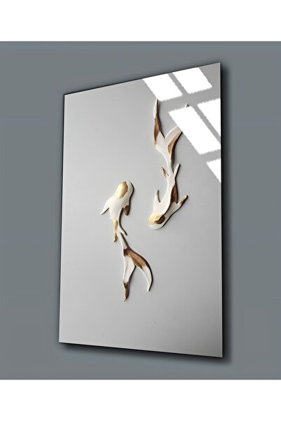 Harikabirev HARİKABİREV | PIATRĂ INERĂ (STICLA TĂBĂCĂ) TABLOR DE PEști JAPONIȚI | TMTEKLİ