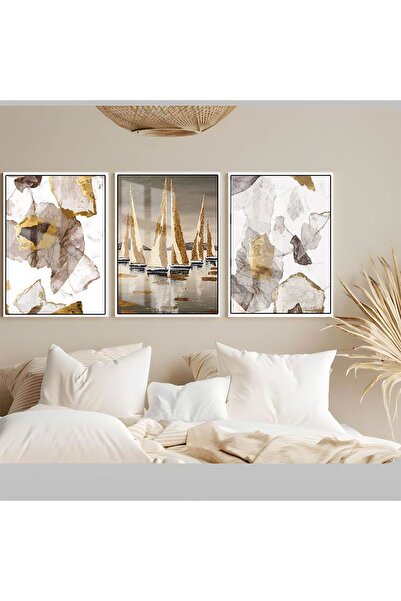 Harika bir ev Hari̇kabi̇rev | Soft-White-Gold Boat-Abstract Combination | Fra...