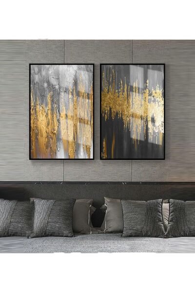Harika bir ev HARİKABİREV | COMBINAȚIE GRI-AURIE DE FORME ABSTRACTE 4 | Set d...