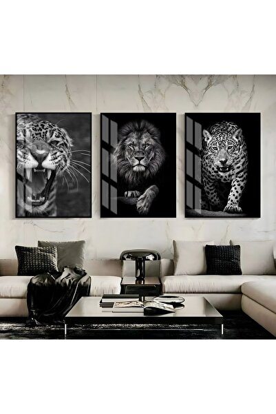 Harika bir ev HARİKABİREV|ASLAN-KAPLAN-LEOPAR TABLOSU 05|ÇERÇEVELİ TEMPERLİ C...