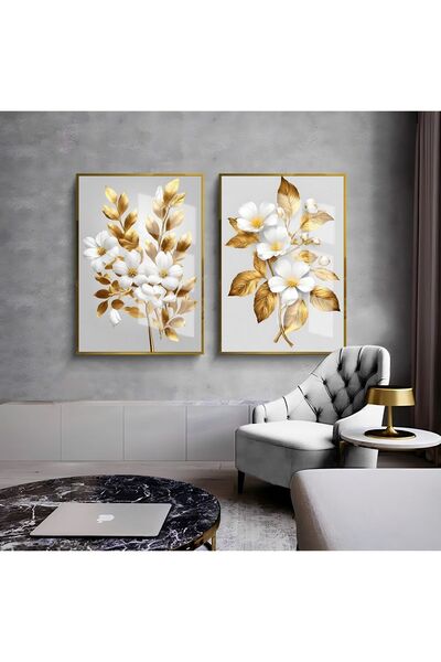 Harikabirev HARİKABİREV | COMBINAT DE FLORI CU MODEL DE AUR ALB 01 | TABLO DE...