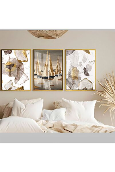 Harika bir ev HARİKABİREV|SOFT-BEYAZ-GOLD KAYIK-SOYUT KOMBİNİ|ÇERÇEVELİ TEMPE...