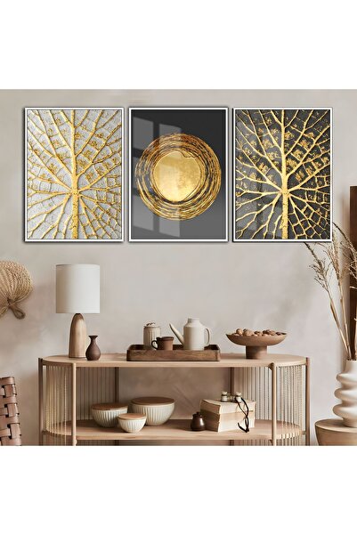 Harika bir ev Hari̇kabi̇rev | Black-Gold Abstract Combination | Framed Temper...