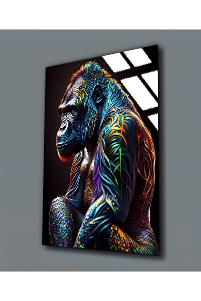 Harikabirev HARİKABİREV | TABLO CU MODEL GORILA DE STICLA INIMPRATĂ (TEMPERAT...