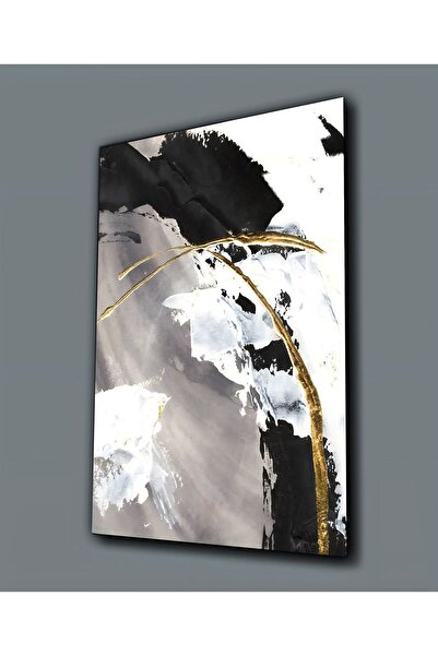 Harika bir ev Hari̇kabi̇rev | Unbreakable Glass (Tempered) Black Gold Abstrac...