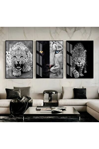 Harika bir ev HARİKABİREV|ASLAN-KAPLAN-LEOPAR TABLOSU 04|ÇERÇEVELİ TEMPERLİ C...