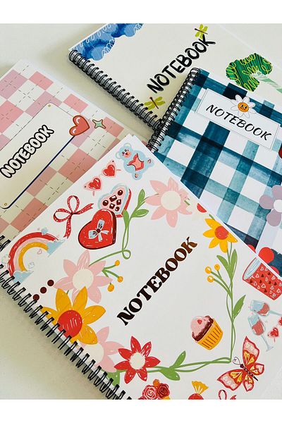 ADA OFİS KIRTASİYE 80 Sheets Checkered A4 School Notebook - Set of 4