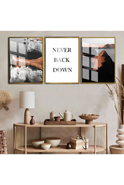 Harika bir ev Hari̇kabi̇rev | Brown-Gray Mountain-Yazikombi̇ni̇ | Framed Temp...