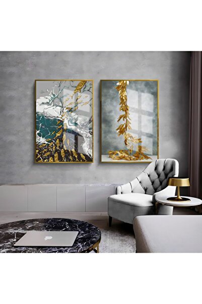 Harikabirev HARİKABİREV | COMBINAT DE PEște-ramură ALBASTRU-AUR 01 | TABLO DE...