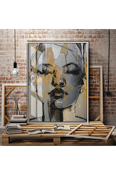 Harika bir ev HARİKABİREV | TABLOA ABSTRACTĂ FEMININĂ ÎN CULOAREA AURIU-GRI |...