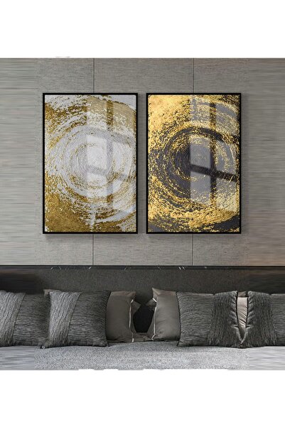 Harika bir ev Hari̇kabi̇rev | Gray-Gold Combination Abstract Shapes 2 | Frame...