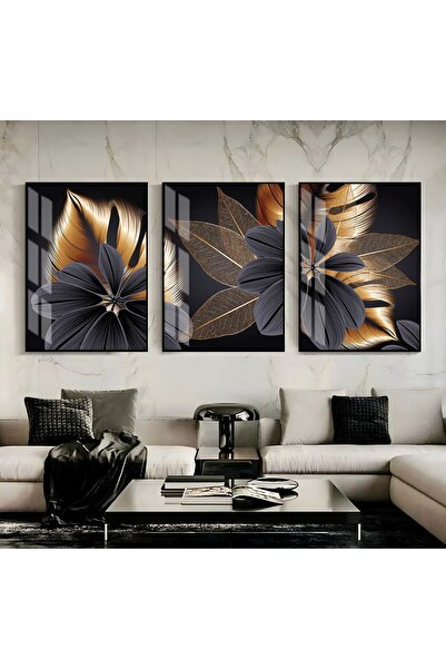 Harikabirev HARİKABİREV|SİYAH-GOLD EN ŞIK ÇİÇEK KOMBİNİ|ÇERÇEVELİ TEMPERLİ CA...