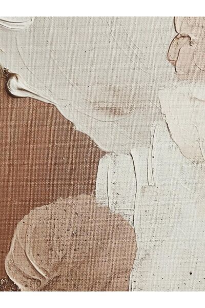 Harikabirev HARİKABİREV|KREM-KAHVE SOYUT MODEL 2 |ÇERÇEVELİ TEMPERLİ CAM TABLO TEKLİ DİKEY