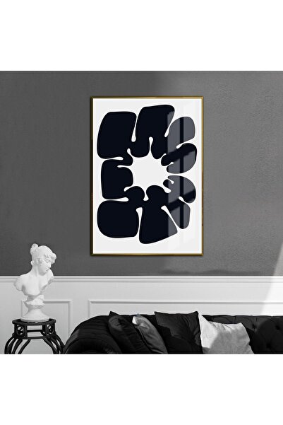 Harikabirev HARİKABİREV | MODEL ABSTRACT ALB-NEGRU 15 | TABLĂ DE STICLA TEMPLATĂ CU CADRU, SIMPLE, VERTICALĂ