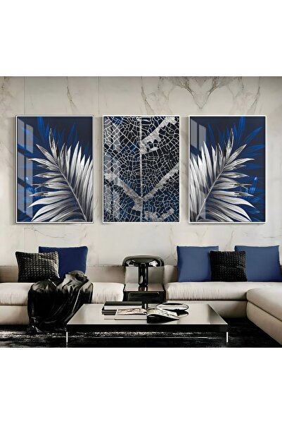 Harika bir ev Hari̇kabi̇rev | Dark Blue-Silver Loved Leaf and Abstract Combin...