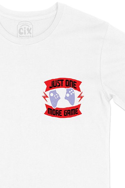 Cix Tricou alb cu logo roșu Just One More Game Pocket