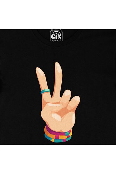 Cix Μπλουζάκι μαύρο Victory Sign