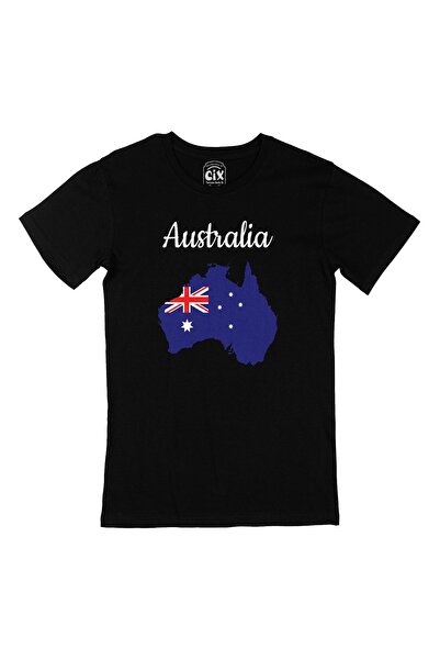 Cix تي شيرت أسود بخريطة وعلم أستراليا