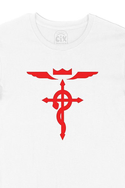 Cix Tricou alb Full Metal Alchemist cu logo-ul de buzunar