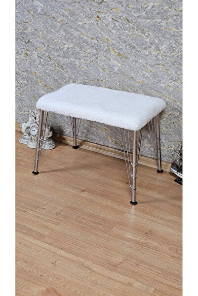 3TEL KROM METAL AYAKLI PUF BENCH ANTRE ÖNÜ TEDYY PUF