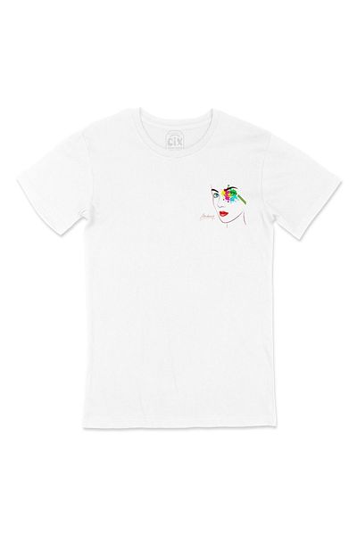 Cix Tricou alb cu logo-ul de buzunar al artistului de machiaj