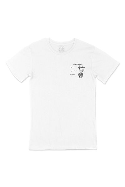 Cix Când te văd tricou alb cu logo-ul de buzunar