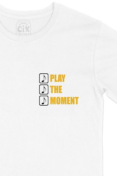 Cix Tricou alb proiectat cu logoul Play The Moment Pocket