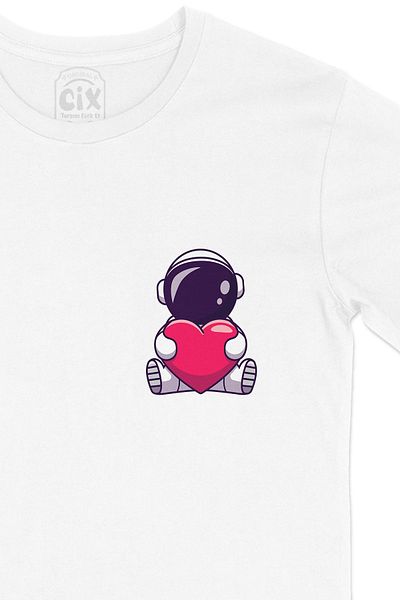 Cix Λευκό μπλουζάκι με λογότυπο τσέπης Heart Astronaut