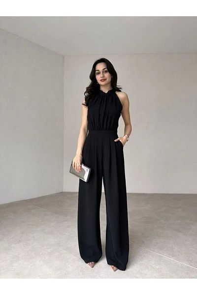 MAMMY Black Halter Neck Women's Jumpsuit