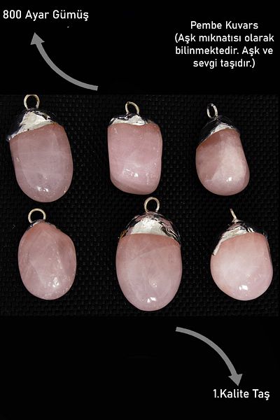Tesbih Atölyesi Pink Quartz Stone - Certified Drummed Necklace
