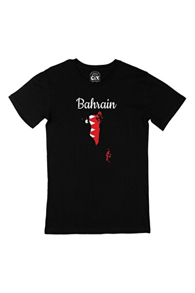 Cix تي شيرت أسود عليه خريطة وعلم البحرين