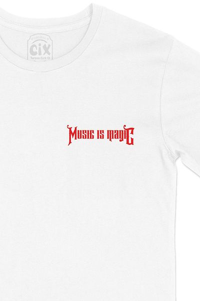 Cix Λευκό μπλουζάκι Red Music Is Magic με σχέδιο λογότυπου τσέπης