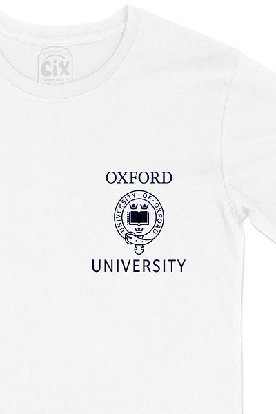 Cix Tricou alb cu logo-ul de buzunar al Universității Oxford