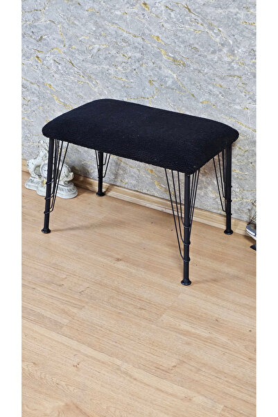 SEVİNÇ MOBİLYA 3 TEL SİYAH METAL AYAKLI BENCH PUF ANTRE ÖNÜ TEDYY PUF