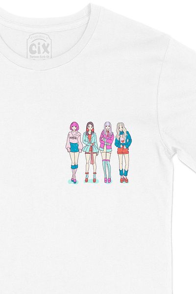 Cix Λευκό μπλουζάκι K-pop Girls με σχέδιο λογότυπου τσέπης
