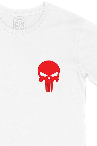 Cix Tricou alb cu logo-ul Punisher Pocket