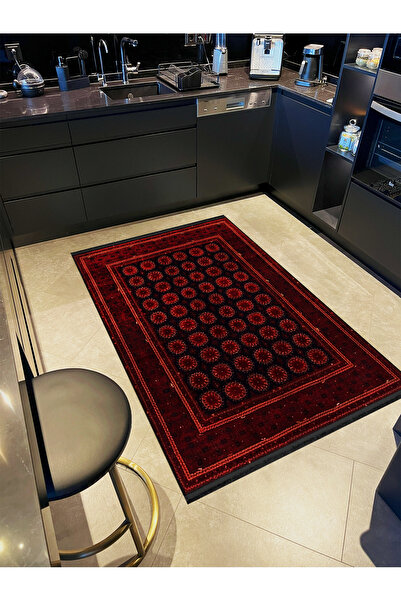 Rugs Modern Halı Mira Siyah Kırmızı Geleneksel Motifli  Dokuma Taban Modern D...