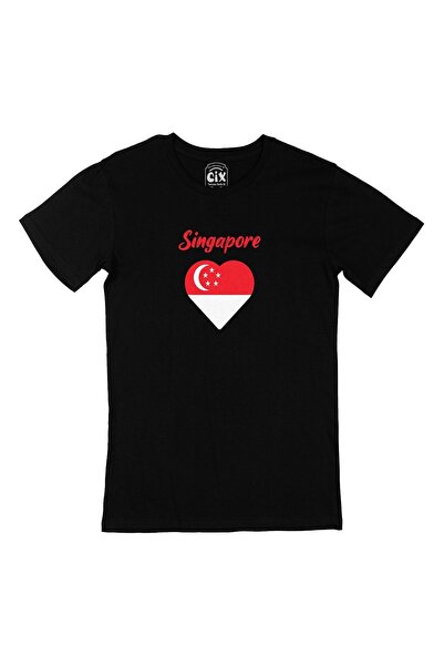 Cix Crna majica sa srcem i zastavom Singapura