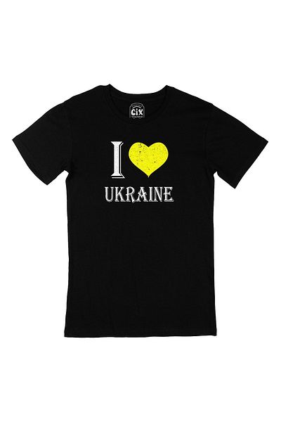 Cix I Love Ukraine Μαύρο T-Shirt με σχέδιο λογότυπου τσέπης