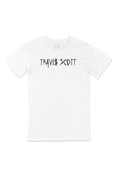 Cix Tricou alb Travis Scott cu logo-ul de buzunar