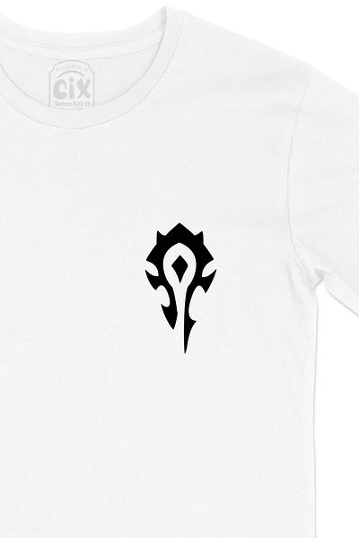Cix Λευκό μπλουζάκι Warcraft με μαύρο λογότυπο και σχέδιο λογότυπου τσέπης