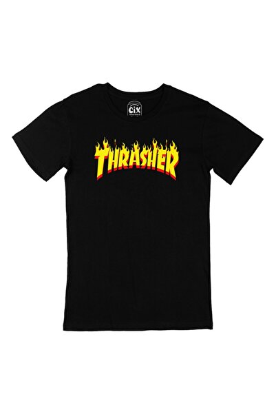 WAKHA Tricou negru pentru bărbați Thrasher Magazine