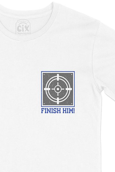 Cix Tricou alb Blue Finish Him cu logo-ul de buzunar