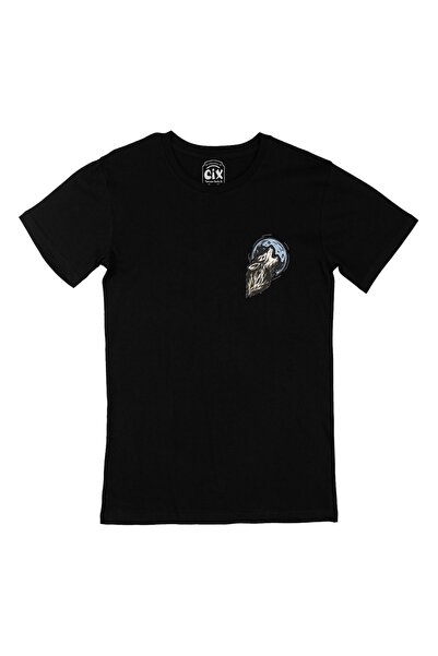 Cix Tricou negru - Logo Moon and Wolf Pocket