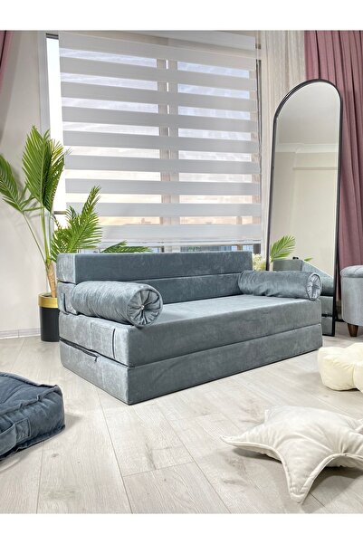 Minnes Full Sünger Katlanır Yatak - Koltuk- Gri (İTHAL YÖNSÜZ KADİFE) 120*200...