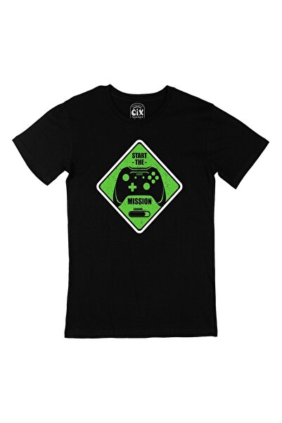 Cix Green Start The Mission Pocket Logo Design Black T-Shirt