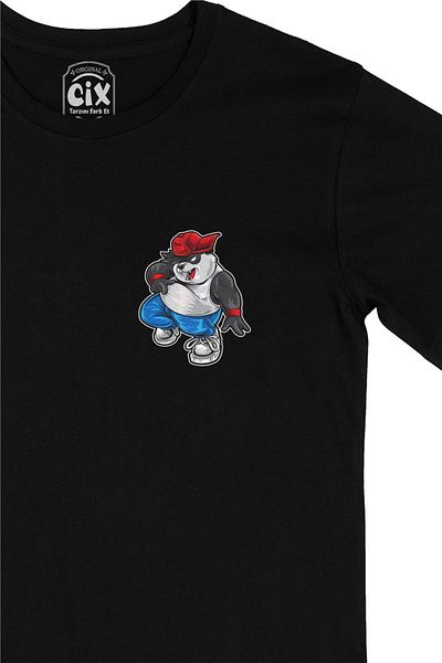 Cix Μαύρο μπλουζάκι με σχέδιο λογότυπου Panda Pocket
