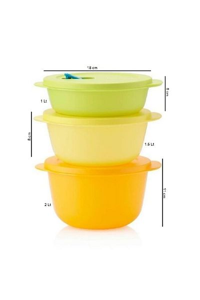 Tupperware Micro Containers Set 1-1.5-2 Lt For Microwave Oven Trc Hsgl